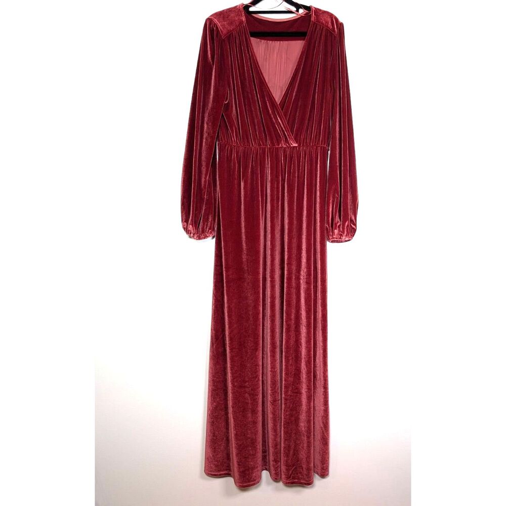 Baltic Born Velvet Maxi Dress L/XL Dusty Rose Romantic Wedding Guest Holiday - Picture 2 of 12